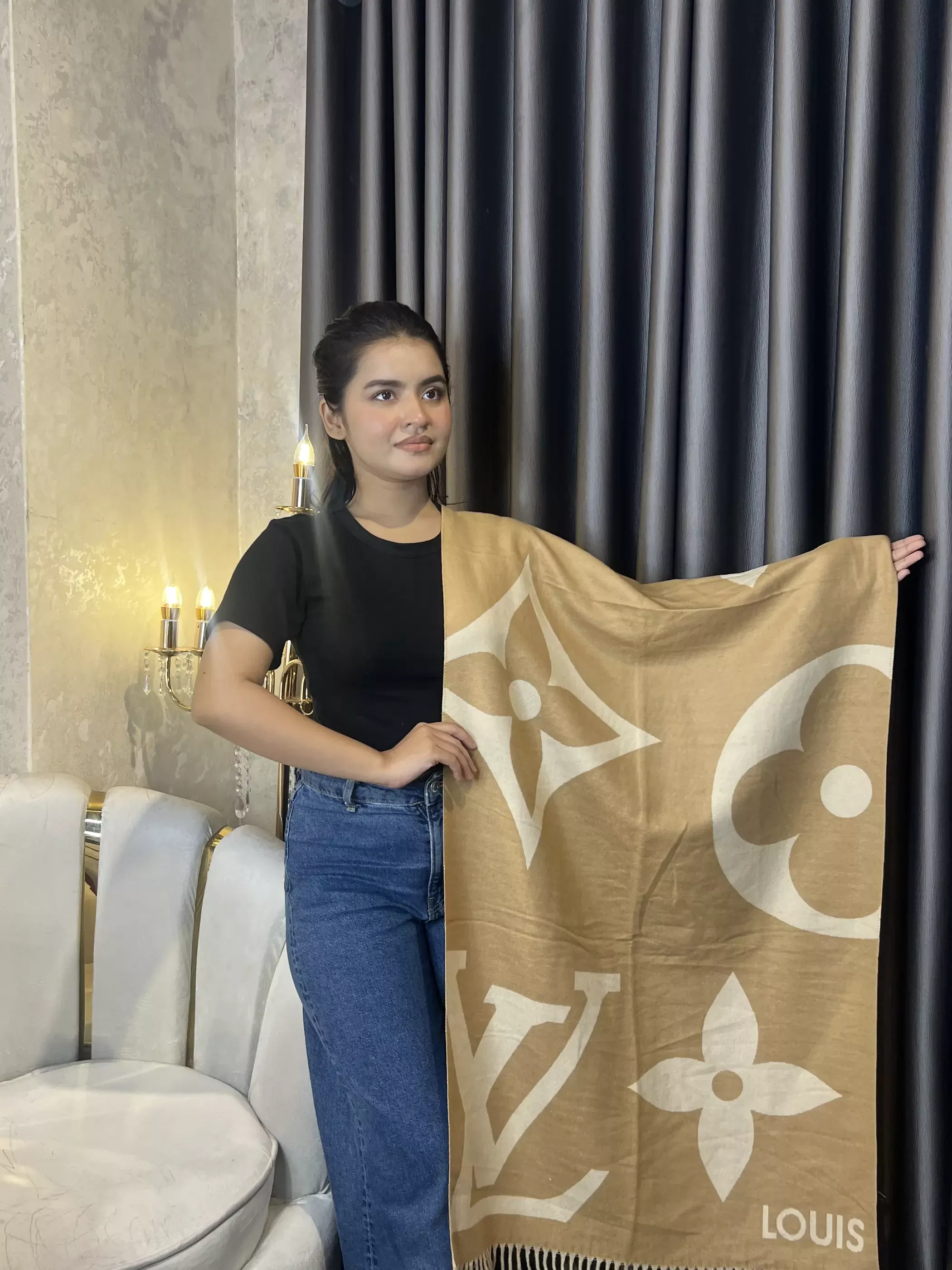 Winter Premium Shawl - LV-009 (Beige)