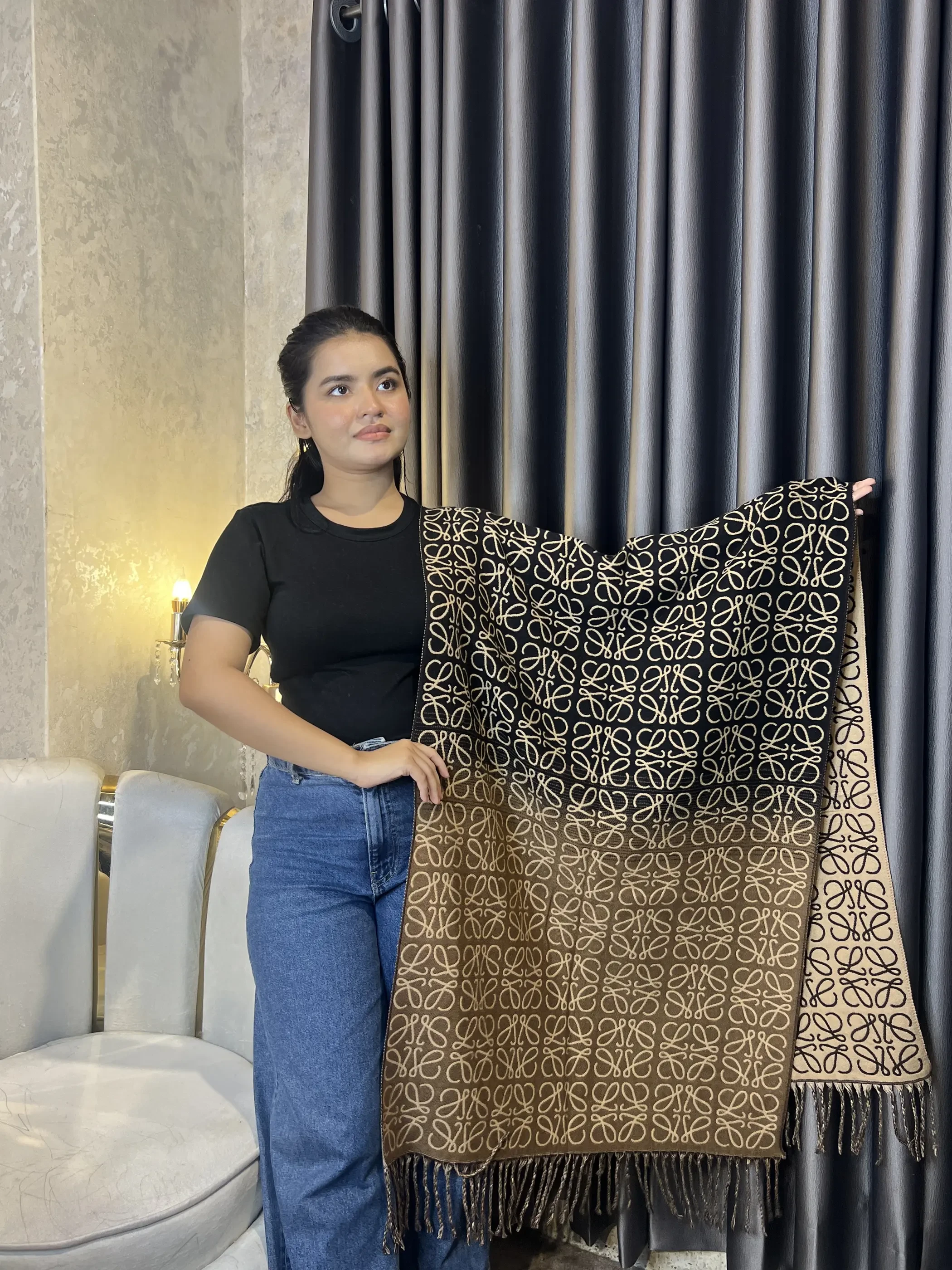 Winter Premium Shawl -TRB-002 (Black&Brown)