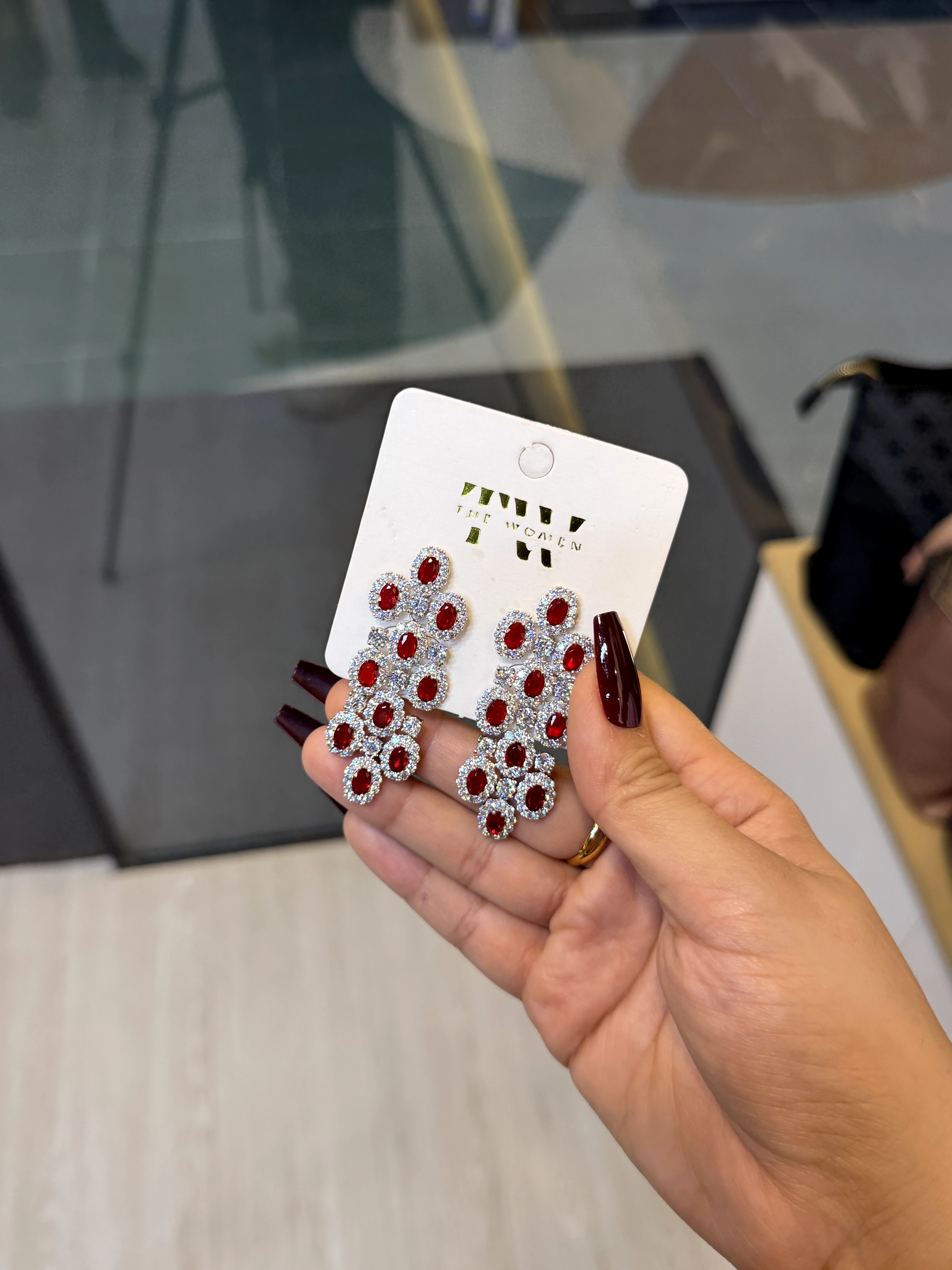 Premium Stone Earring - 1299941K025 (Ruby Red)