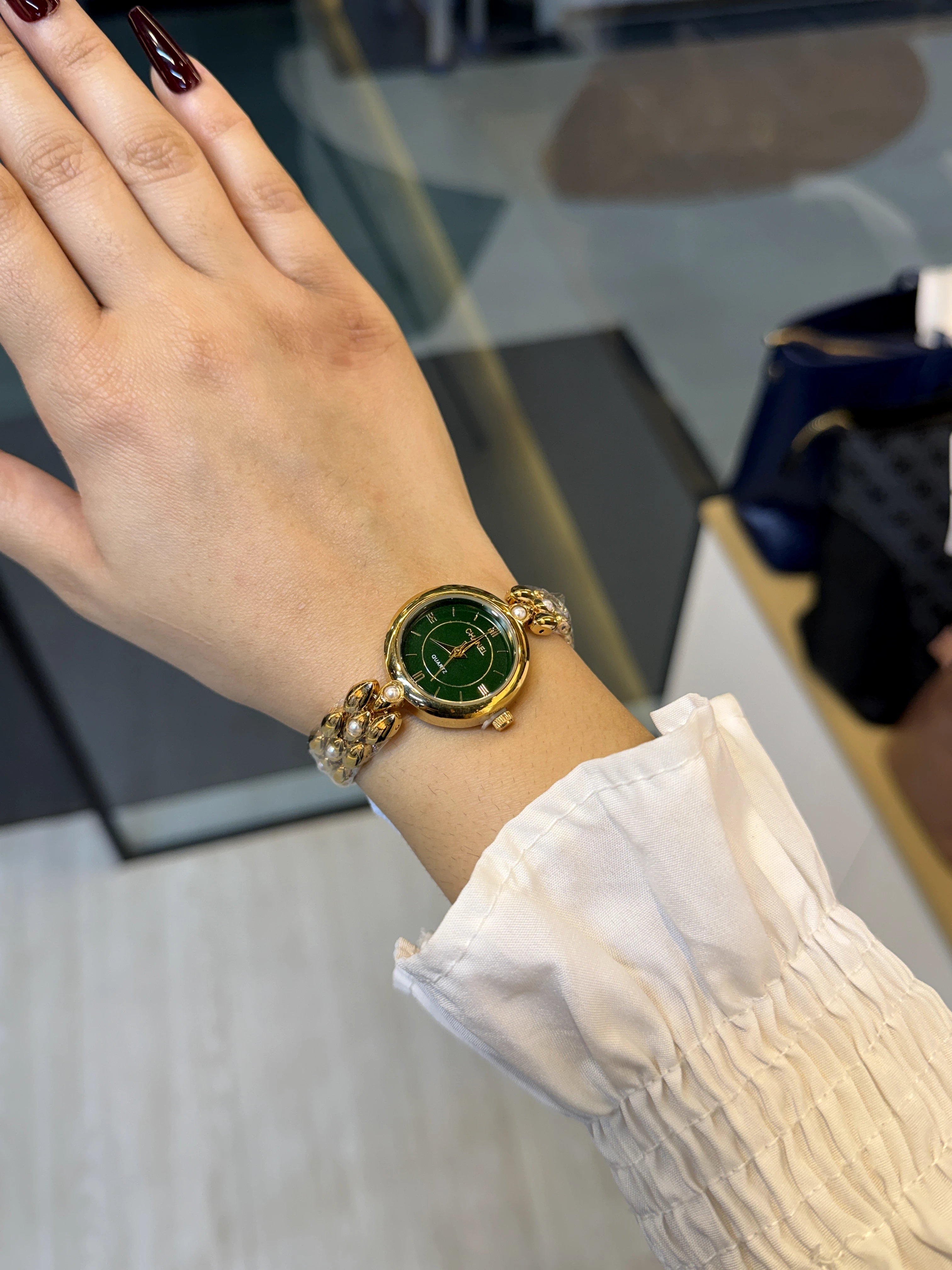 Premium Stainless Steel Watch CHN-002 (Green/Gold)