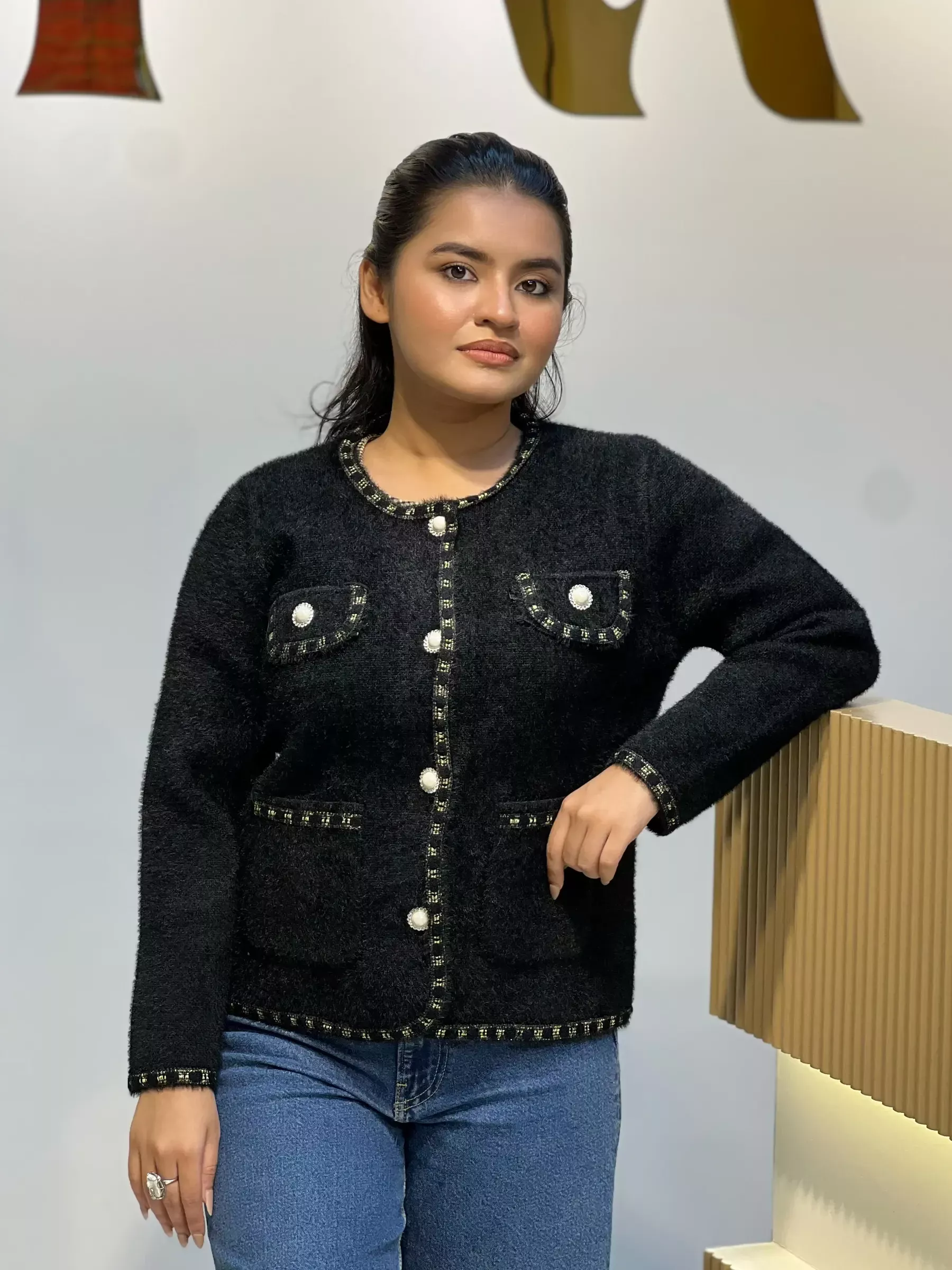 Korean Inspired Ladies Sweater-6113 (Black)