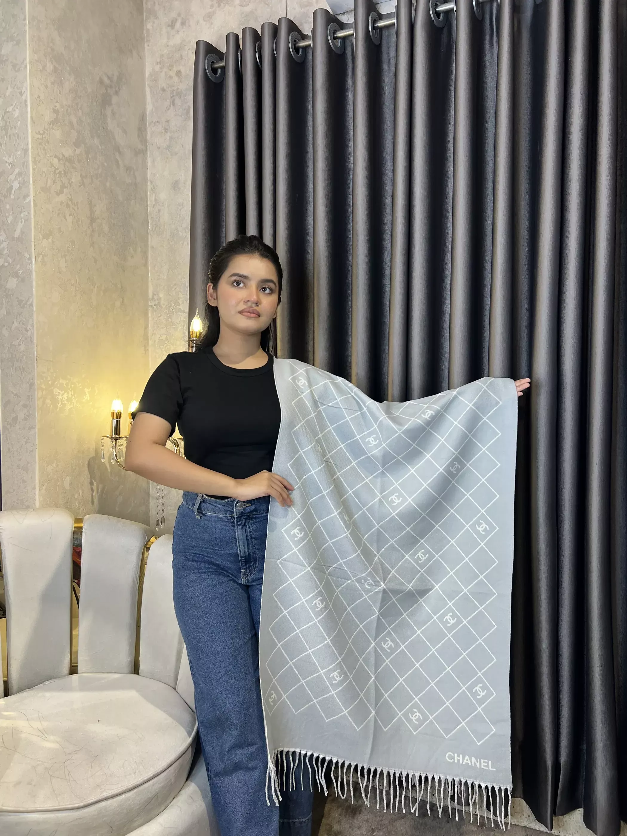 Winter Premium Shawl - CHN-004 (Sky)