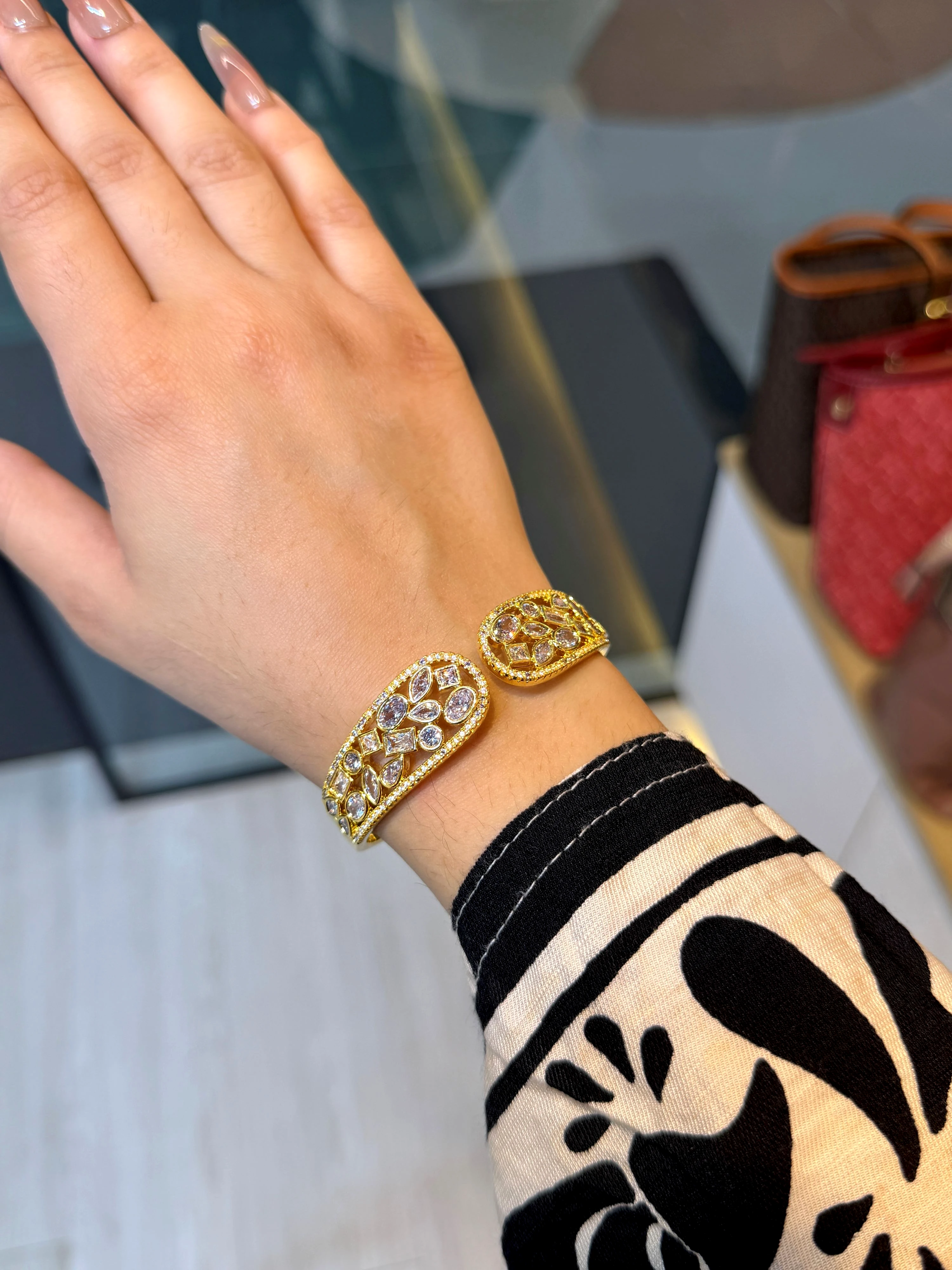 Zircon Stone Imported Bangles - 9213707K011 (Golden)