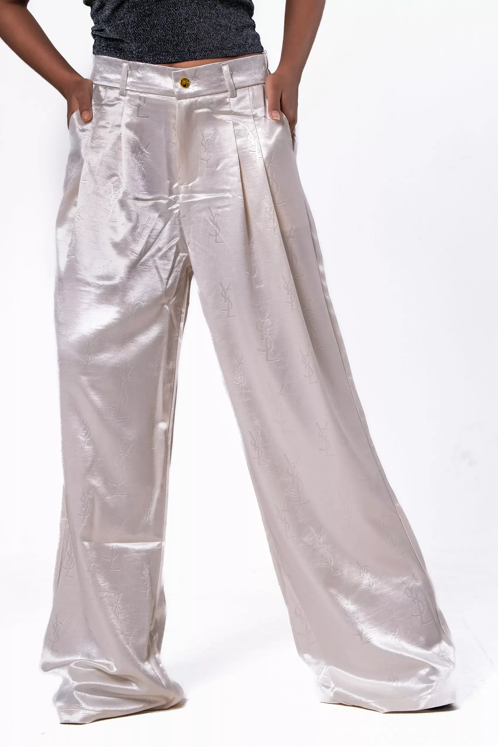 Imported Wide-Leg Palazzo Pant - 558-2 (Cream)