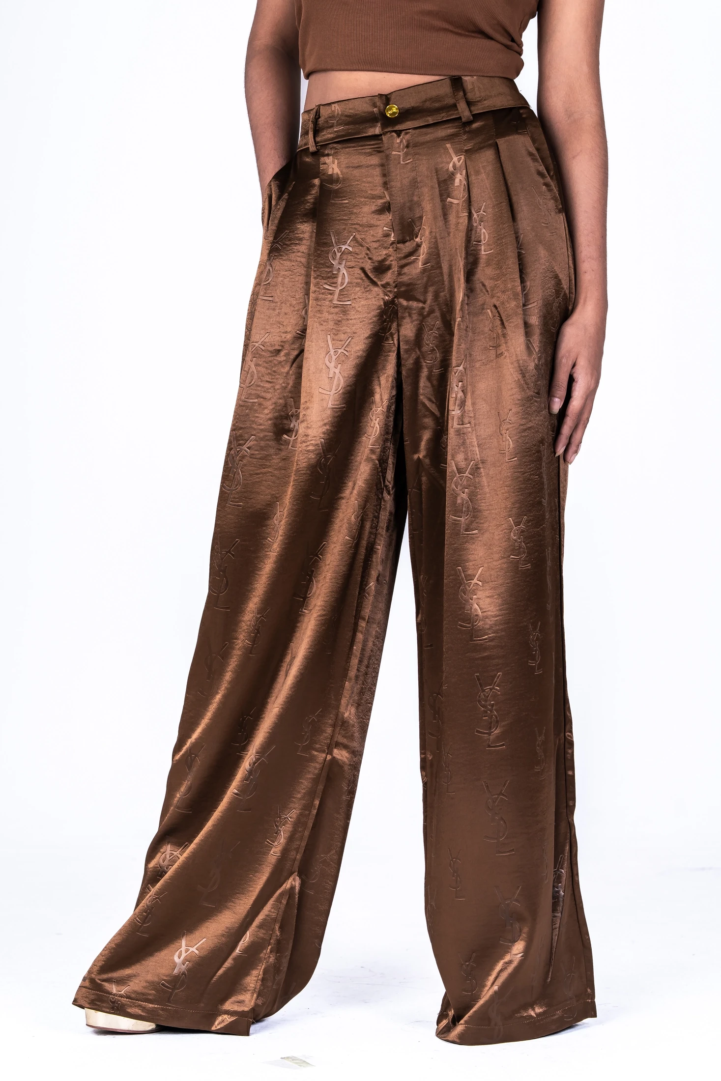 Imported Wide-Leg Palazzo Pant - 558-2 (Bronze)
