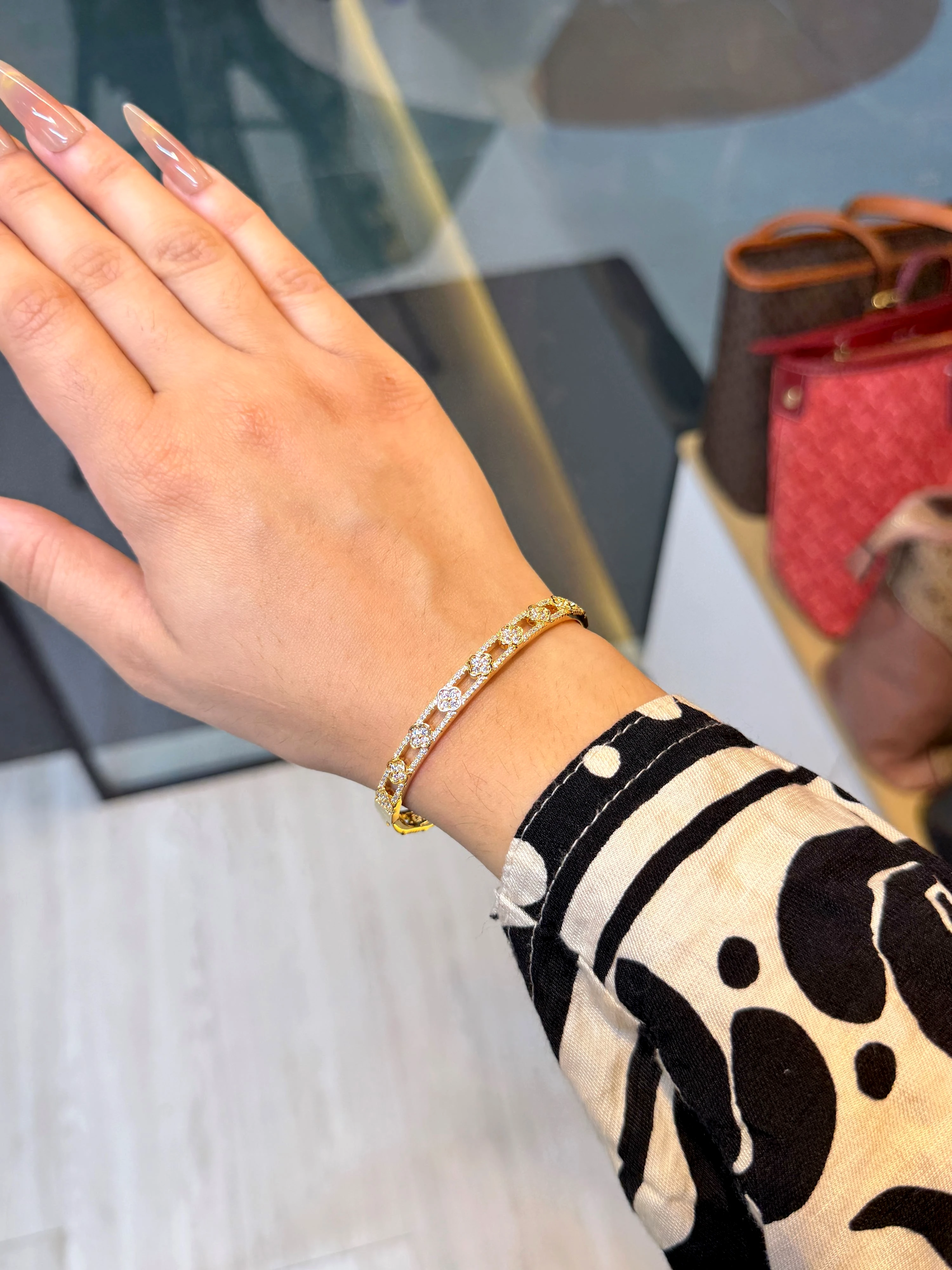 Zircon Stone Imported Bangles - 9213302K011 (Golden)