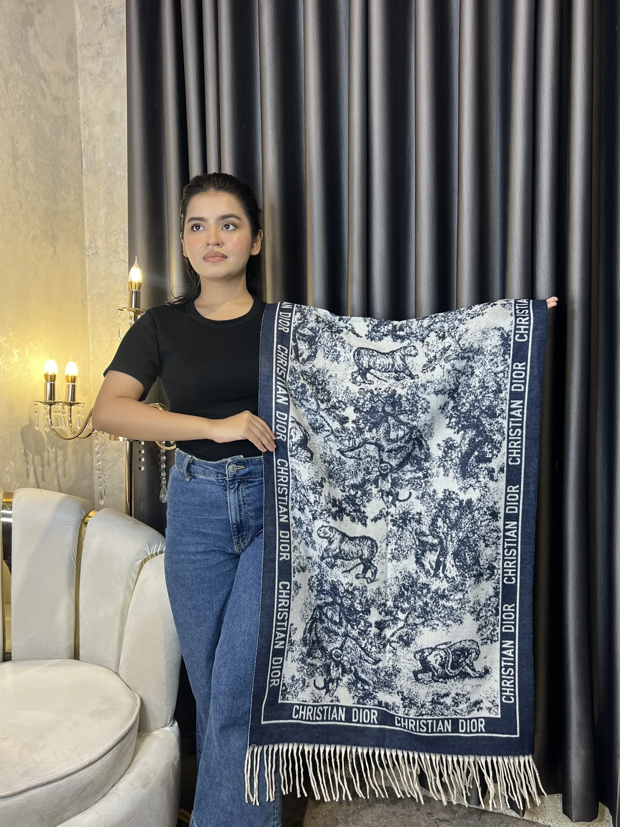 Winter Premium Shawl -CDR-007 (D-Blue)