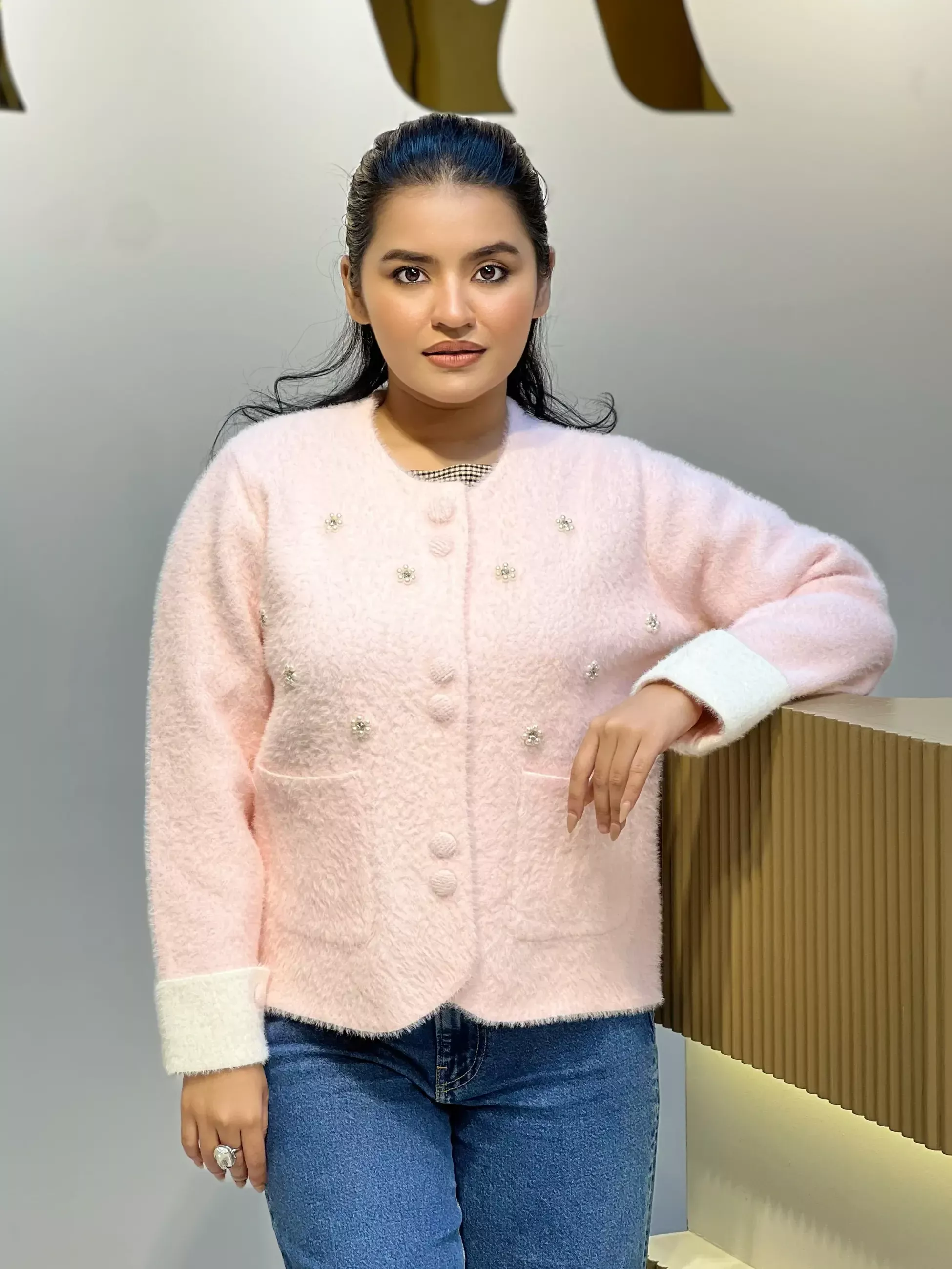 Korean Inspired Ladies Sweater-6165 (Pink)