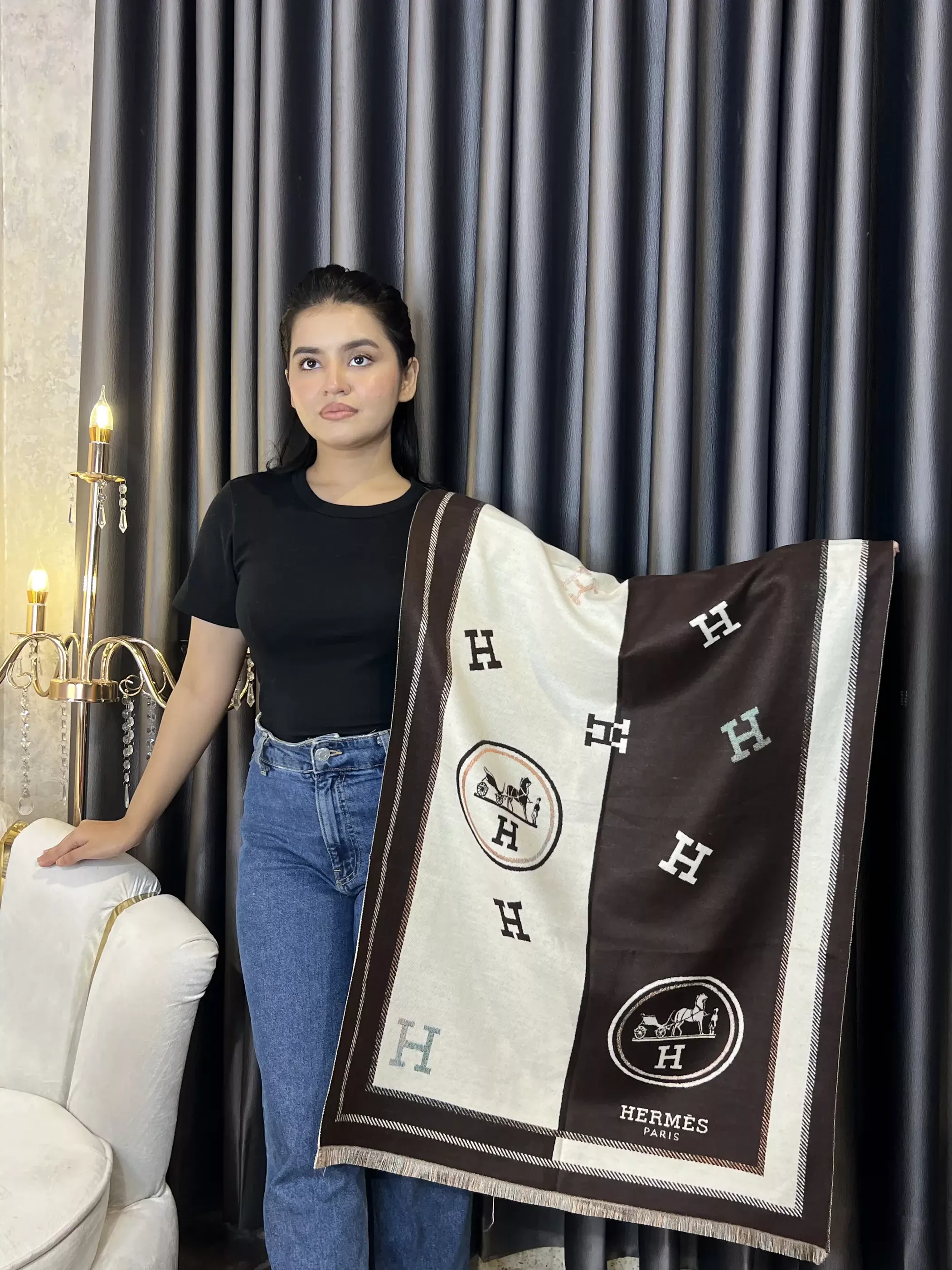 Winter Premium Shawl - HR-004 (Coffee)