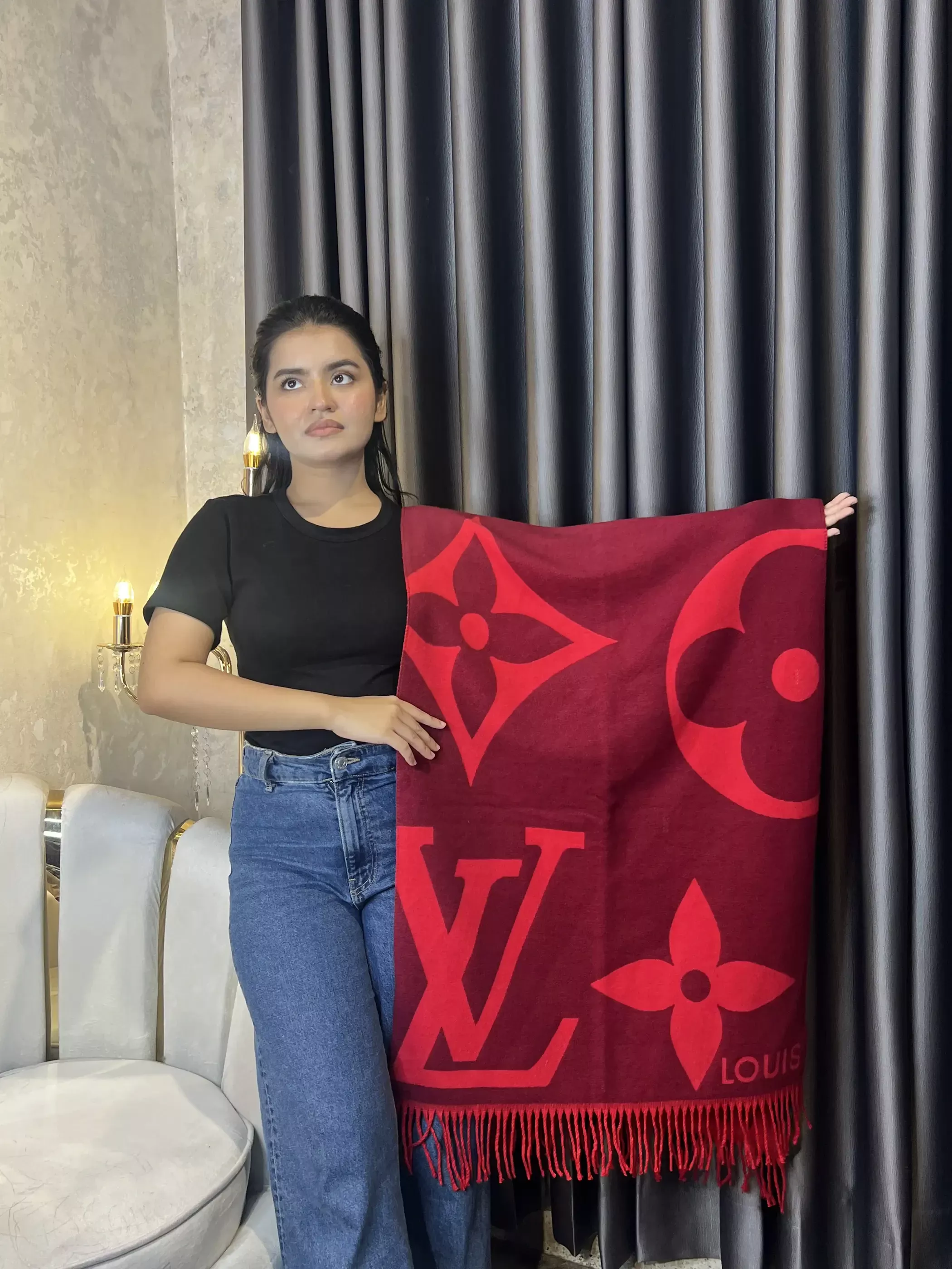 Winter Premium Shawl - LV-009 (Red)