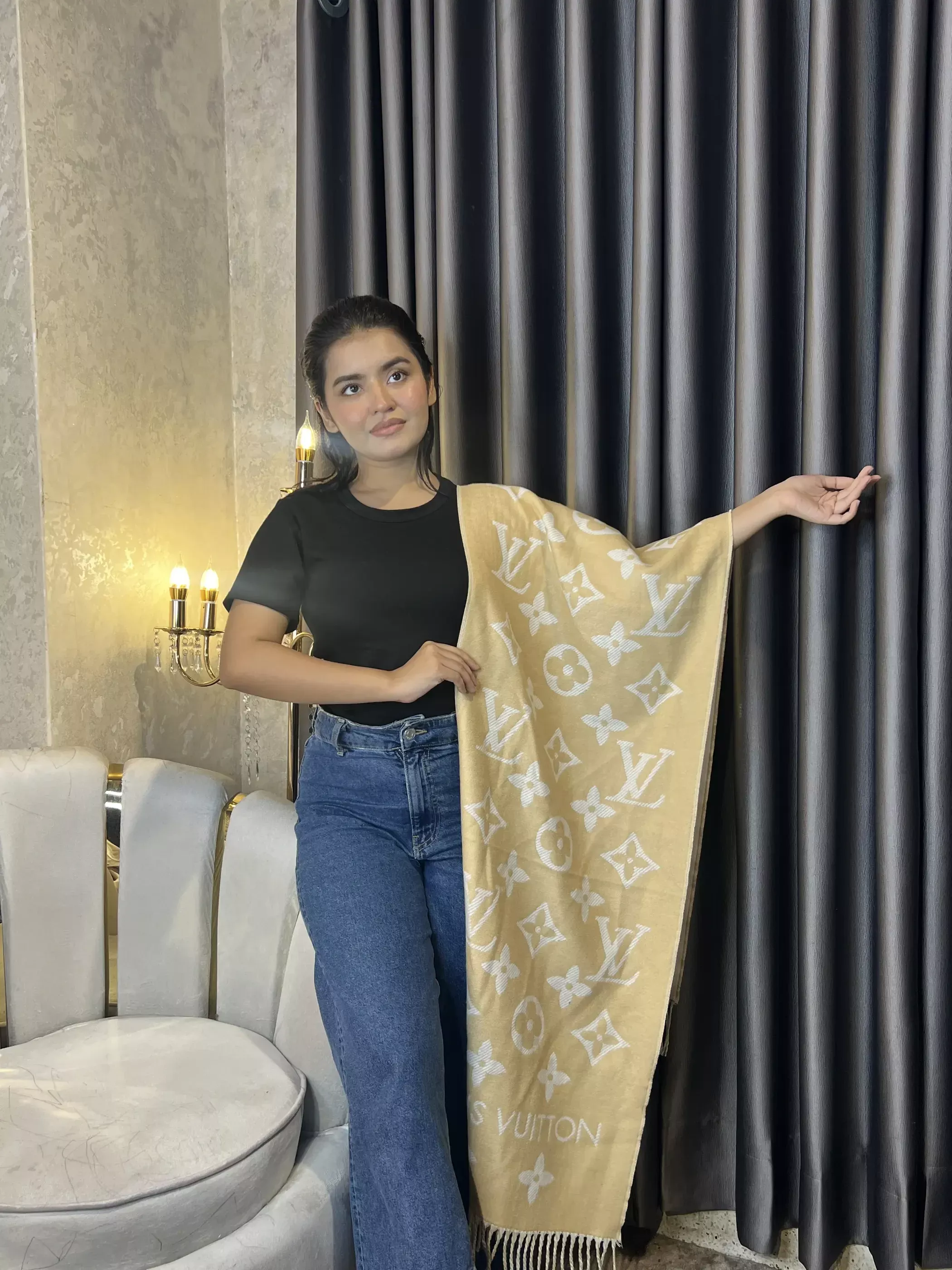 Winter Premium Shawl - LV-005 (Yellow)