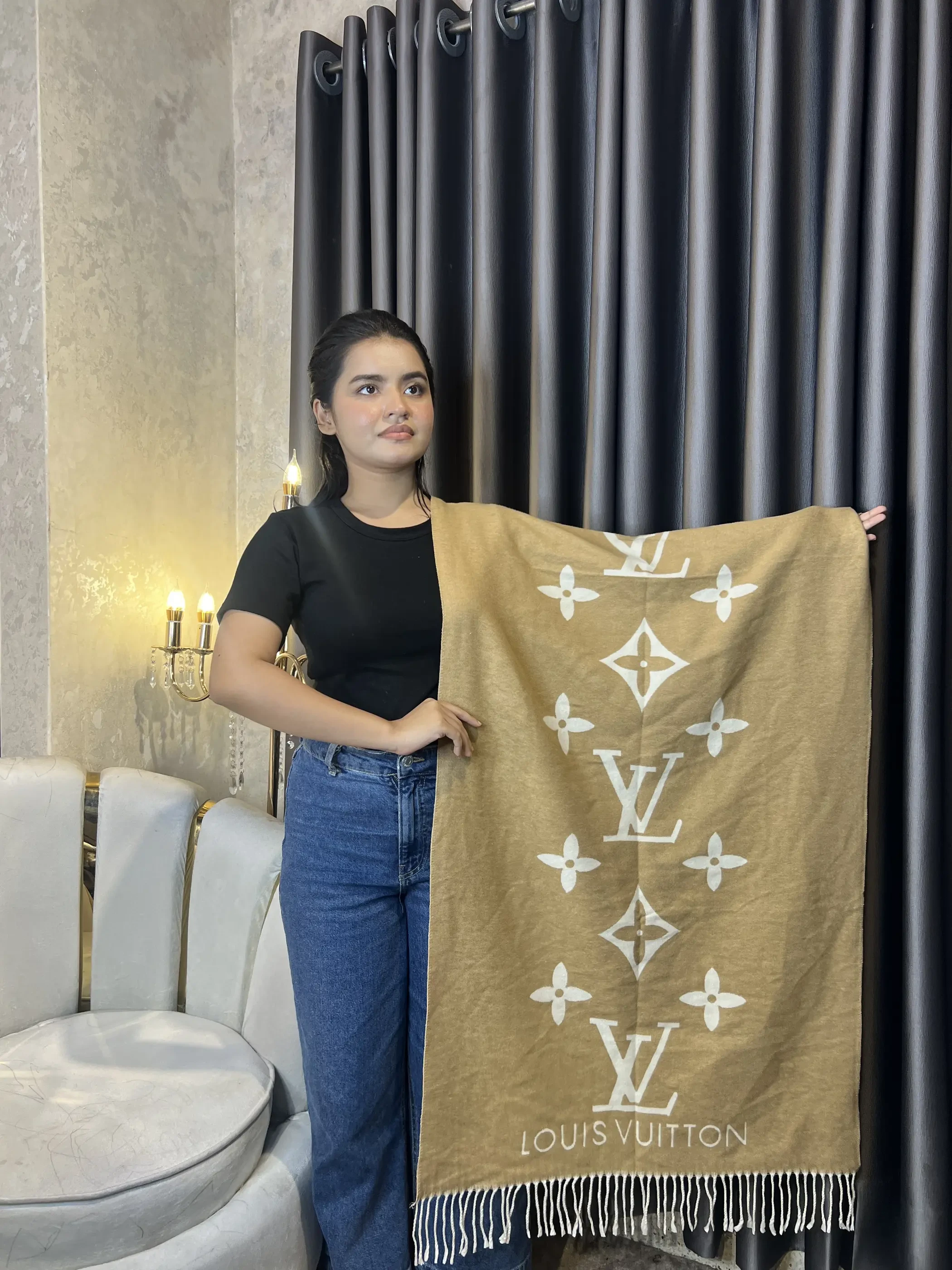 Winter Premium Shawl - LV-015 (Khaki)