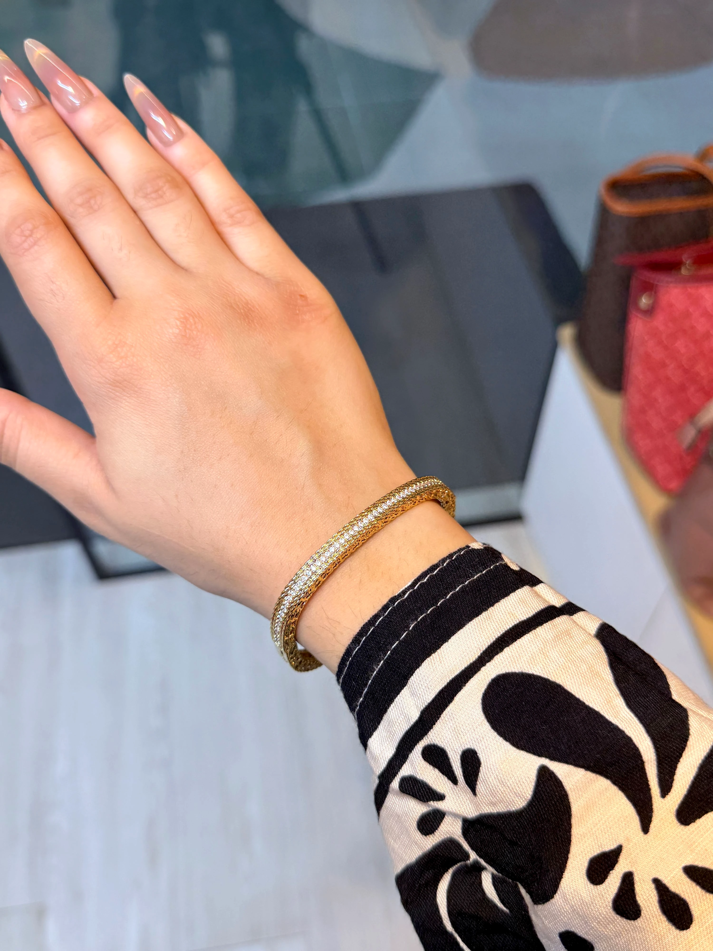 Zircon Stone Imported Bangles - 9108414K071 (Golden)