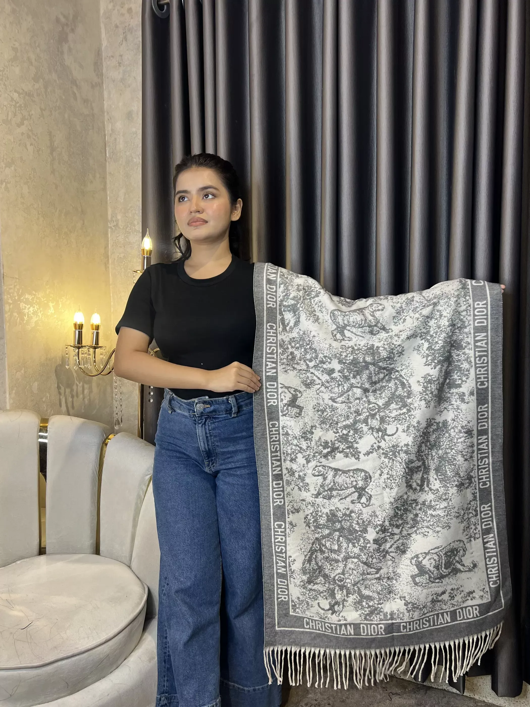 Winter Premium Shawl -CDR-007 (Ash)