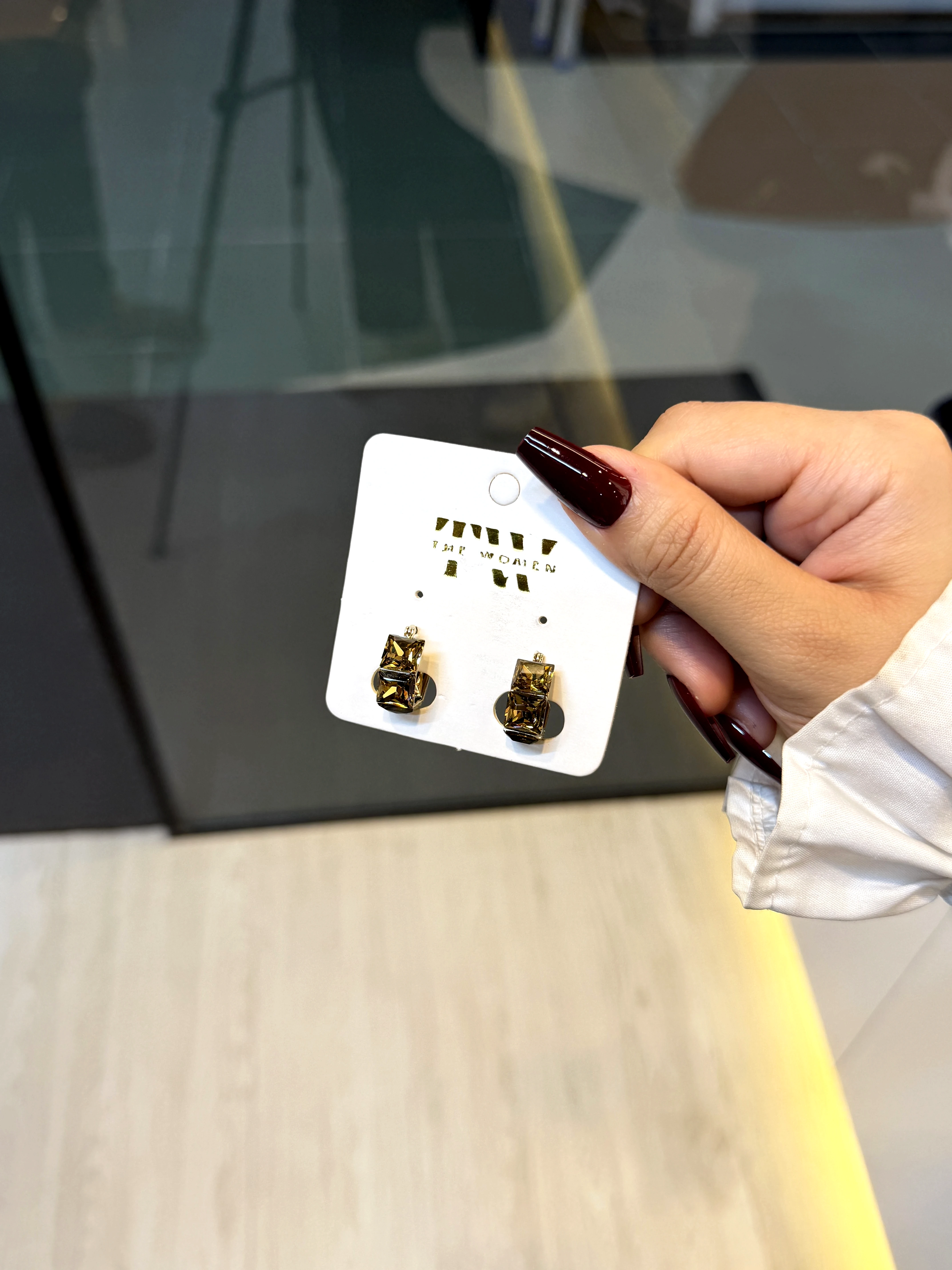 Premium Stone Earring - 1325815K304 (Olive Green)