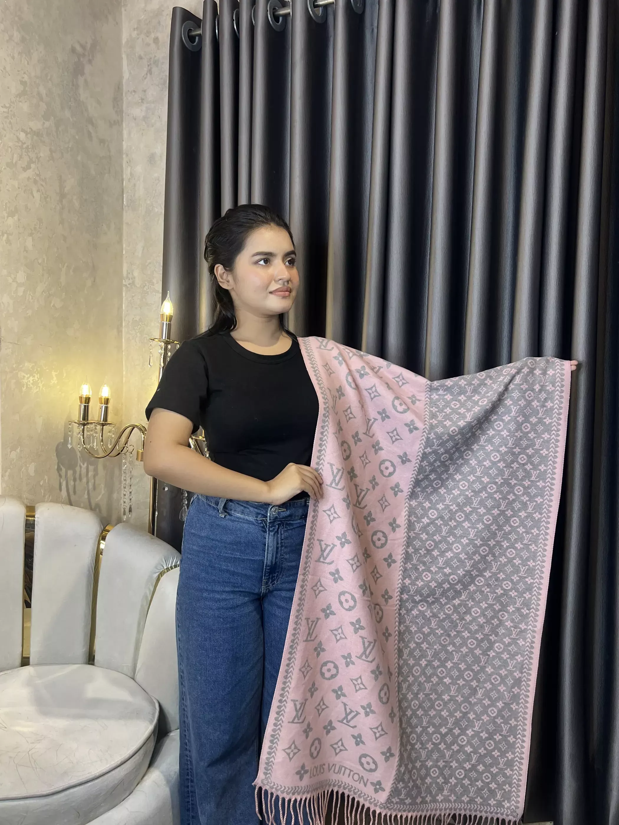 Winter Premium Shawl - LV-018 (Pink)