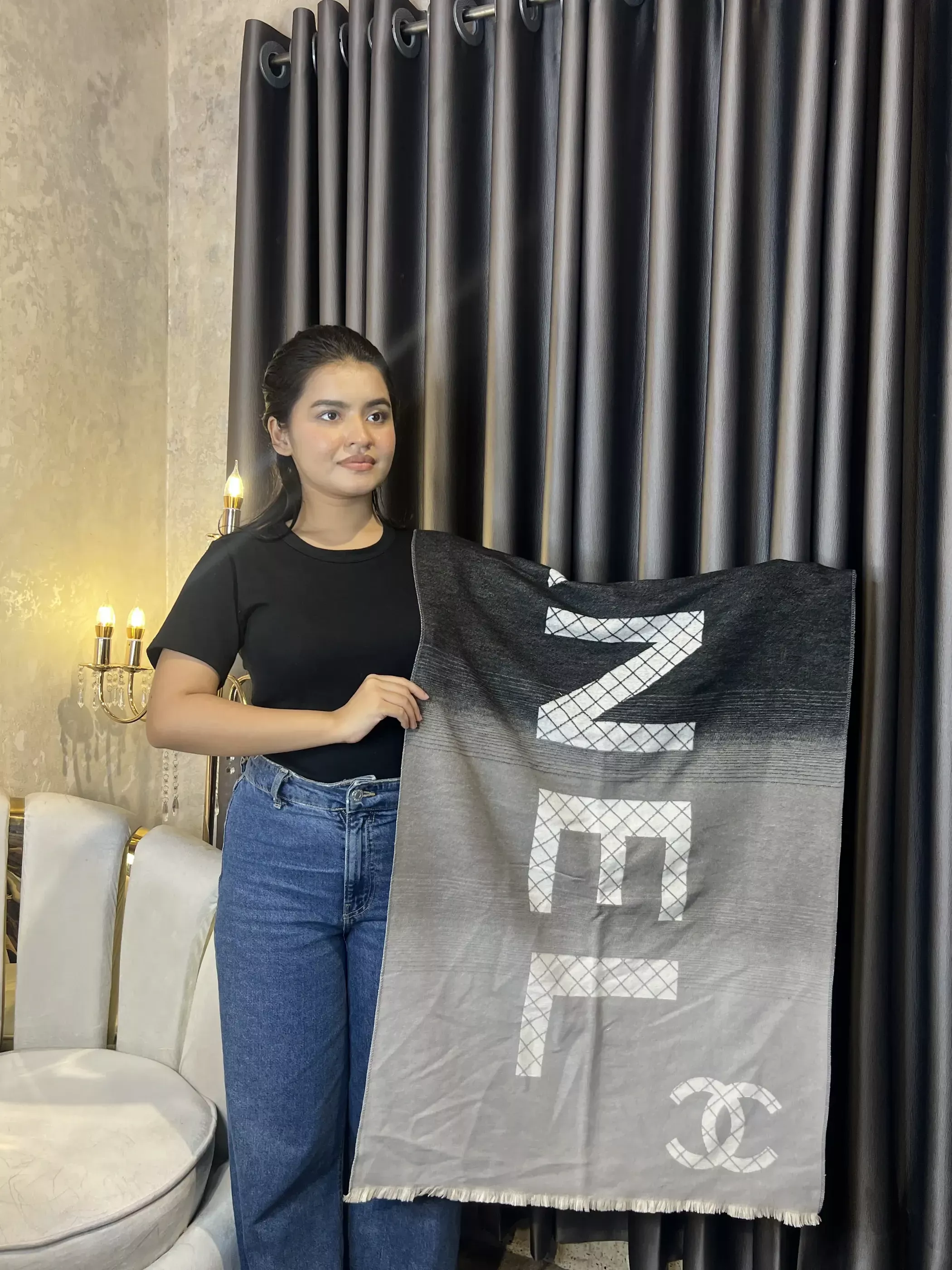 Winter Premium Shawl -CHN-007 (Black&Grey)