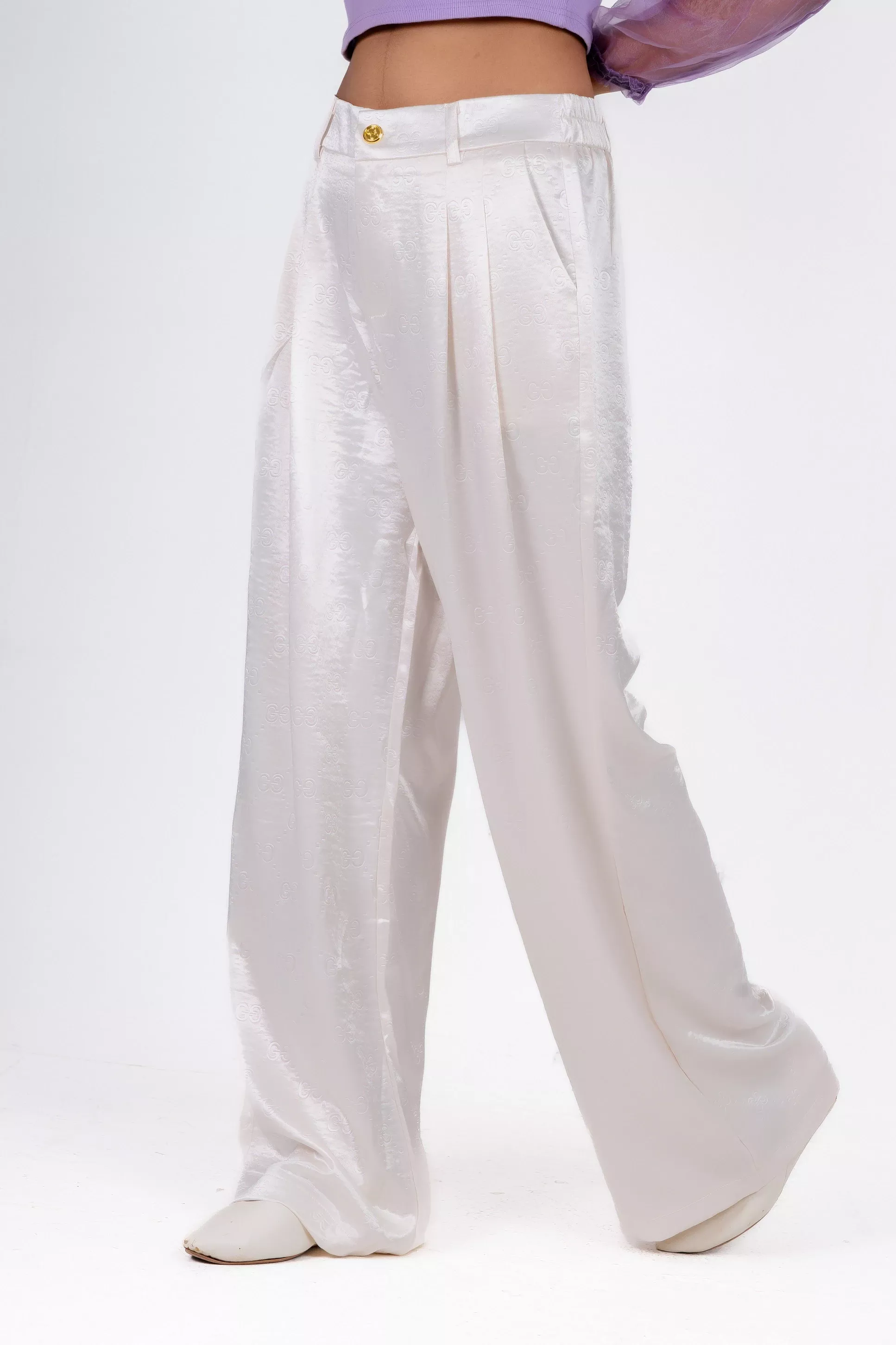 Imported Wide-Leg Palazzo Pant - 558-1 (Cream)