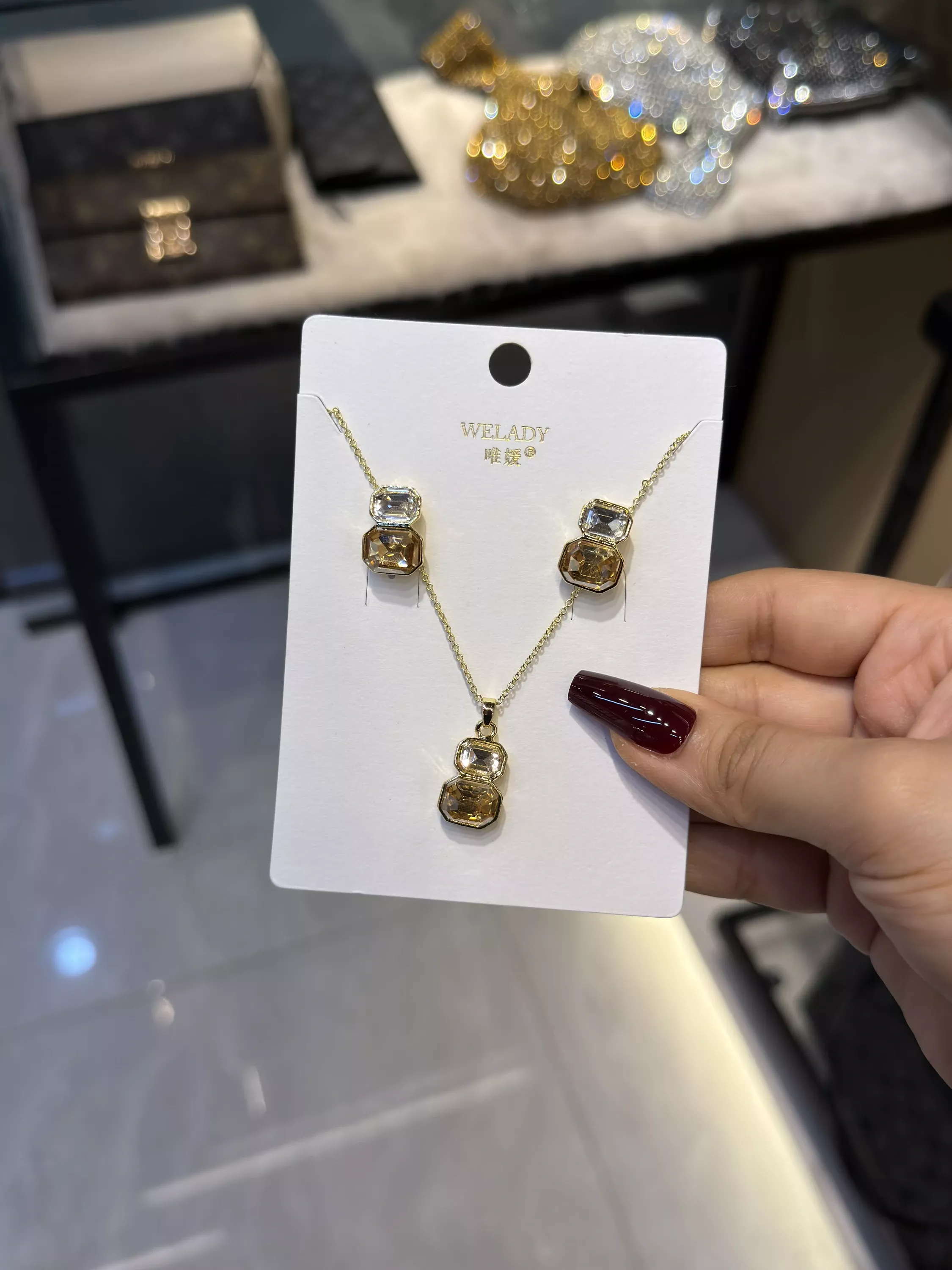 Exclusive Necklace Set – NKS-51 (Light Brown & White)