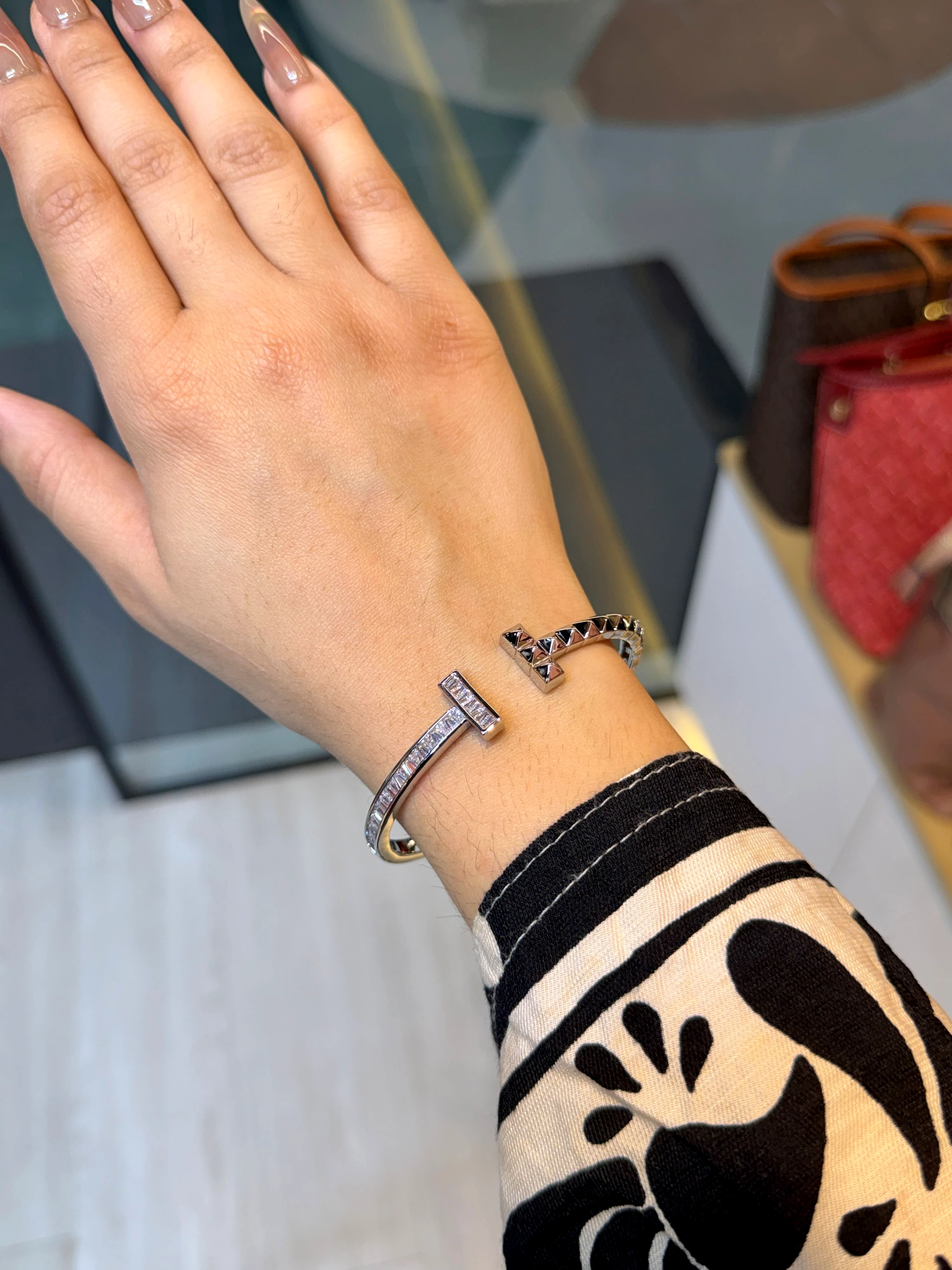 Zircon Stone Imported Bangles - 9111203K011 (Silver)