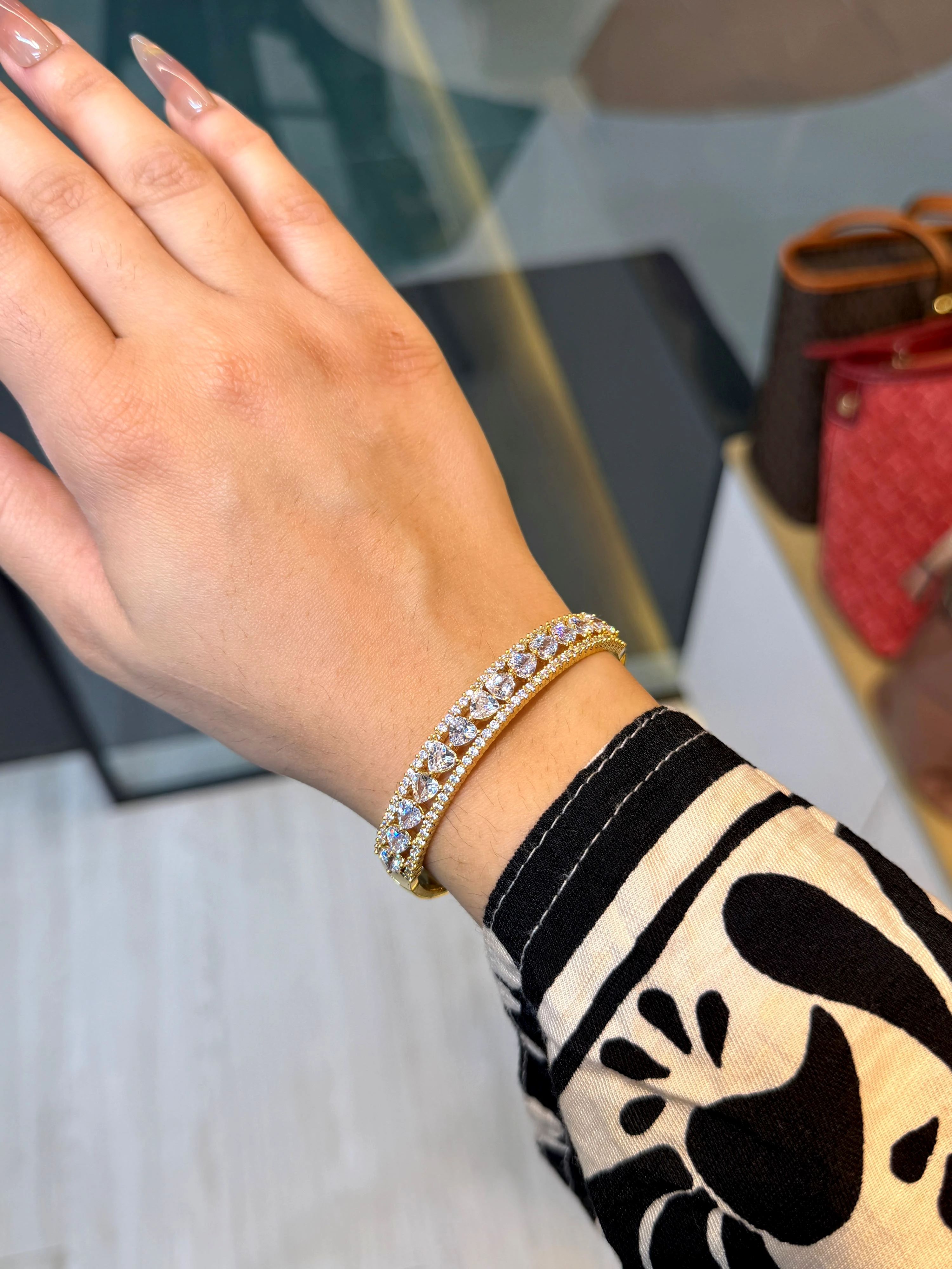 Zircon Stone Imported Bangles - 9212497K011 (Golden)