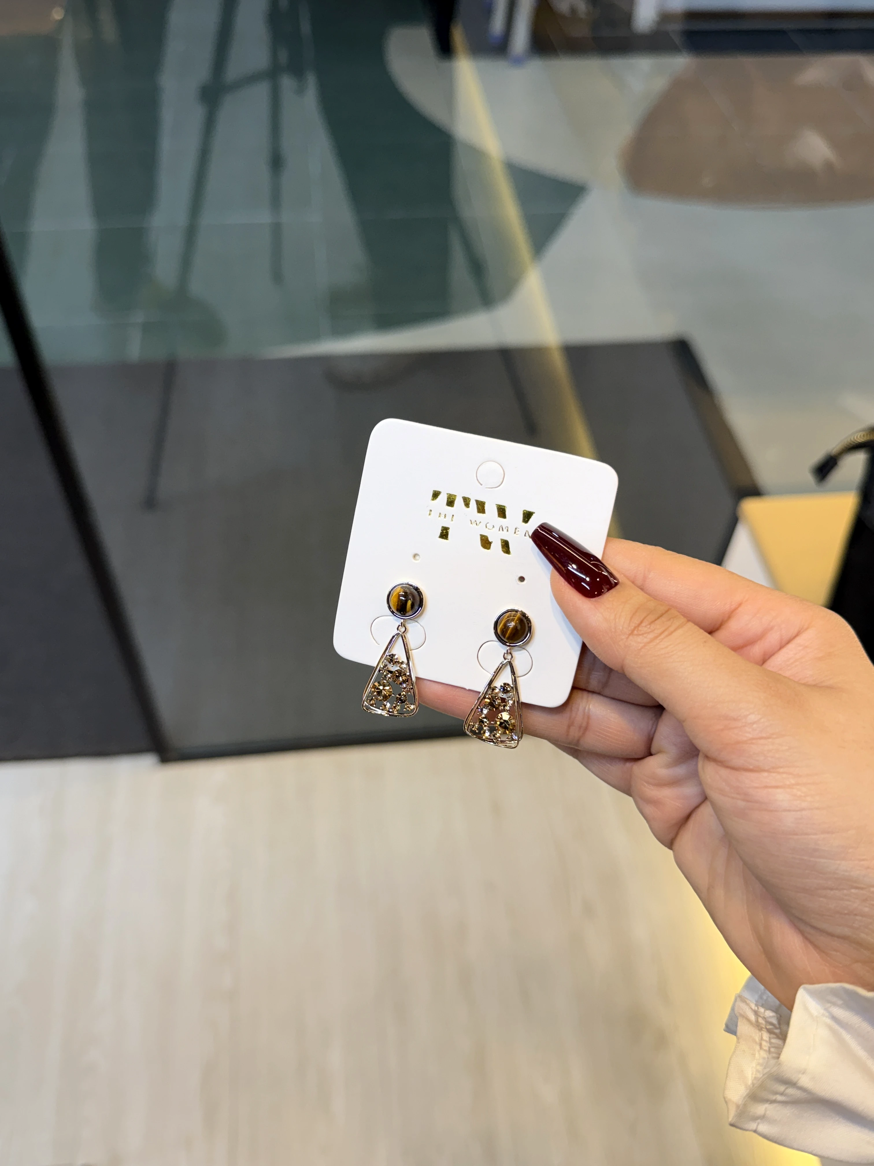 Premium Stone Earring - 1221942K317 (Bronze)