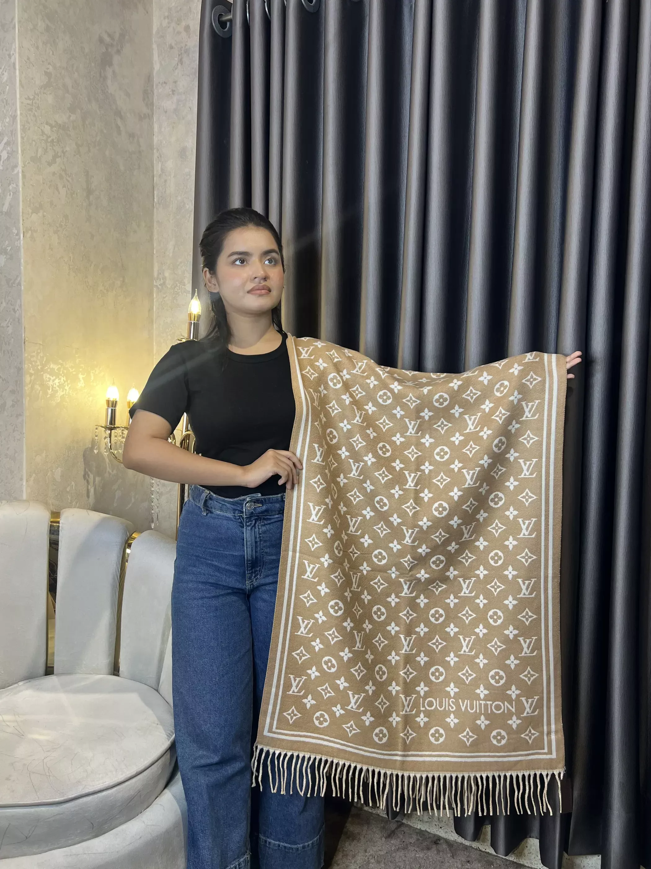 Winter Premium Shawl - LV-017 (Beige)