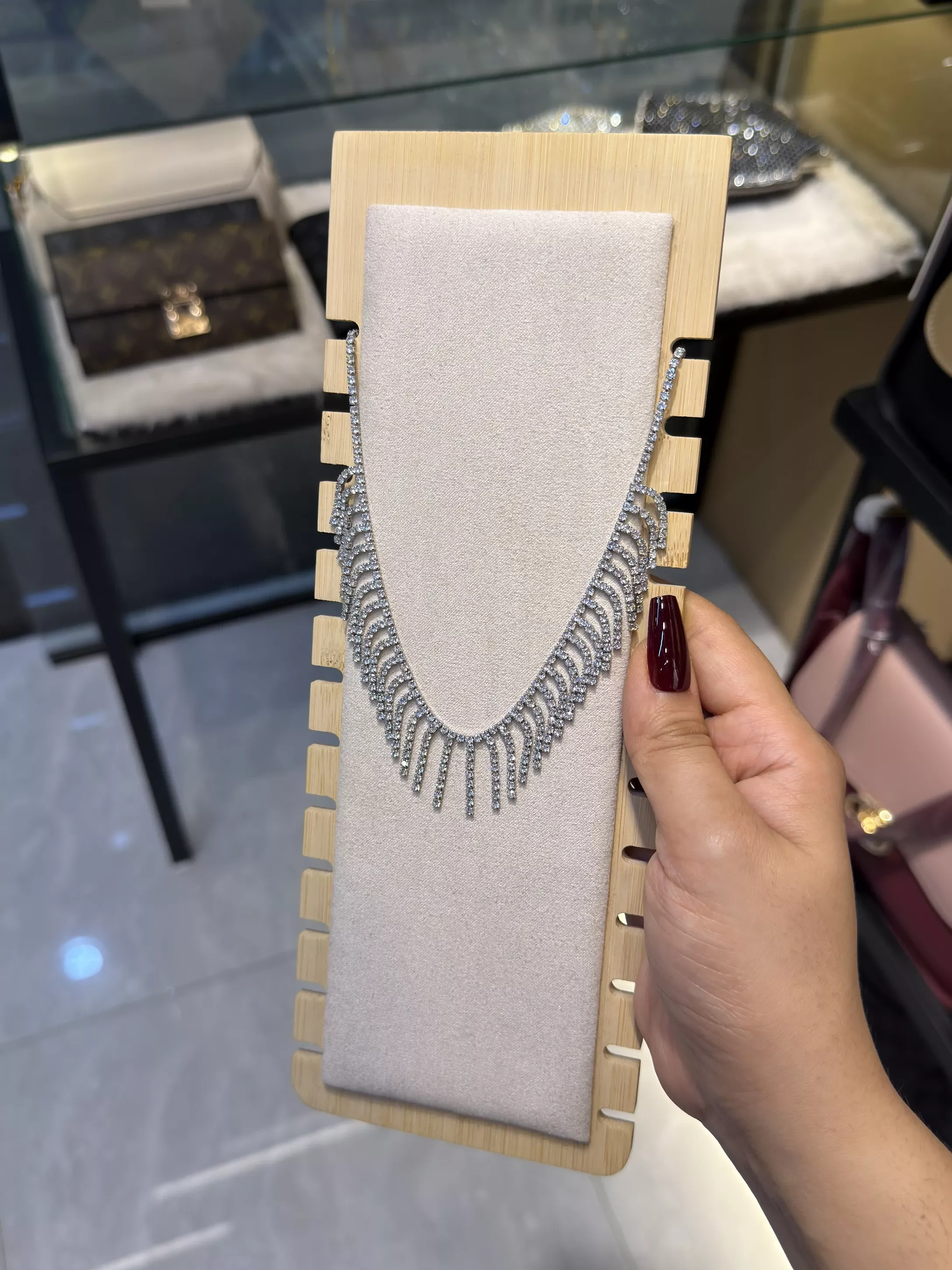 Premium Zircon Stone Necklace-9579 (Silver)