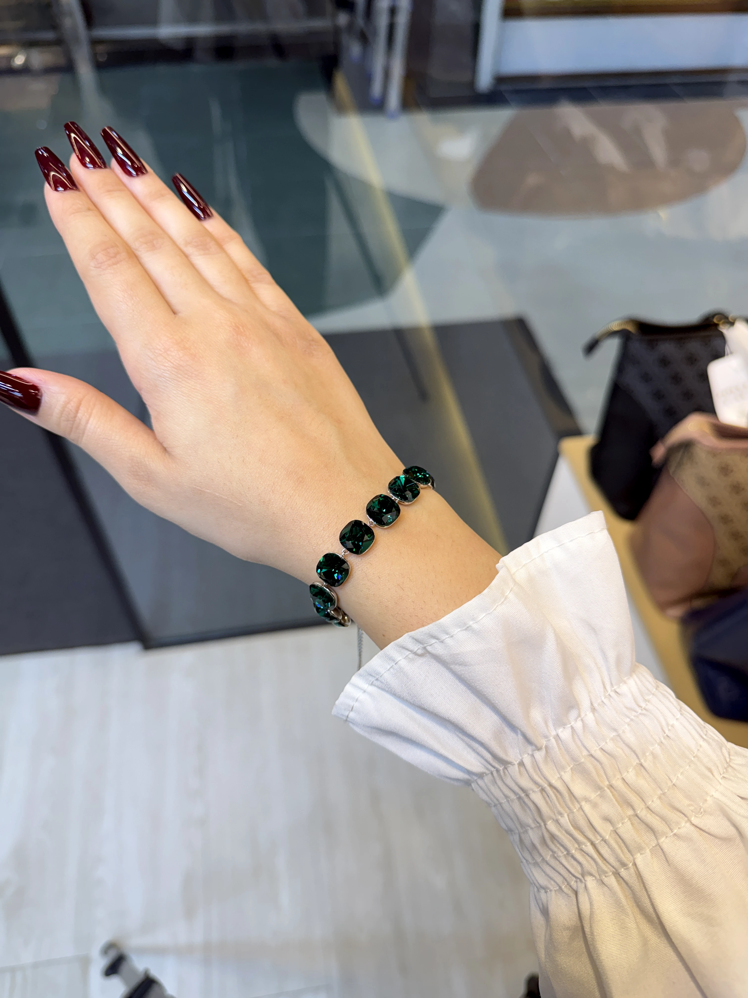 Premium Zircon Stone Bracelet - 9212933K507 (Emerald Green)