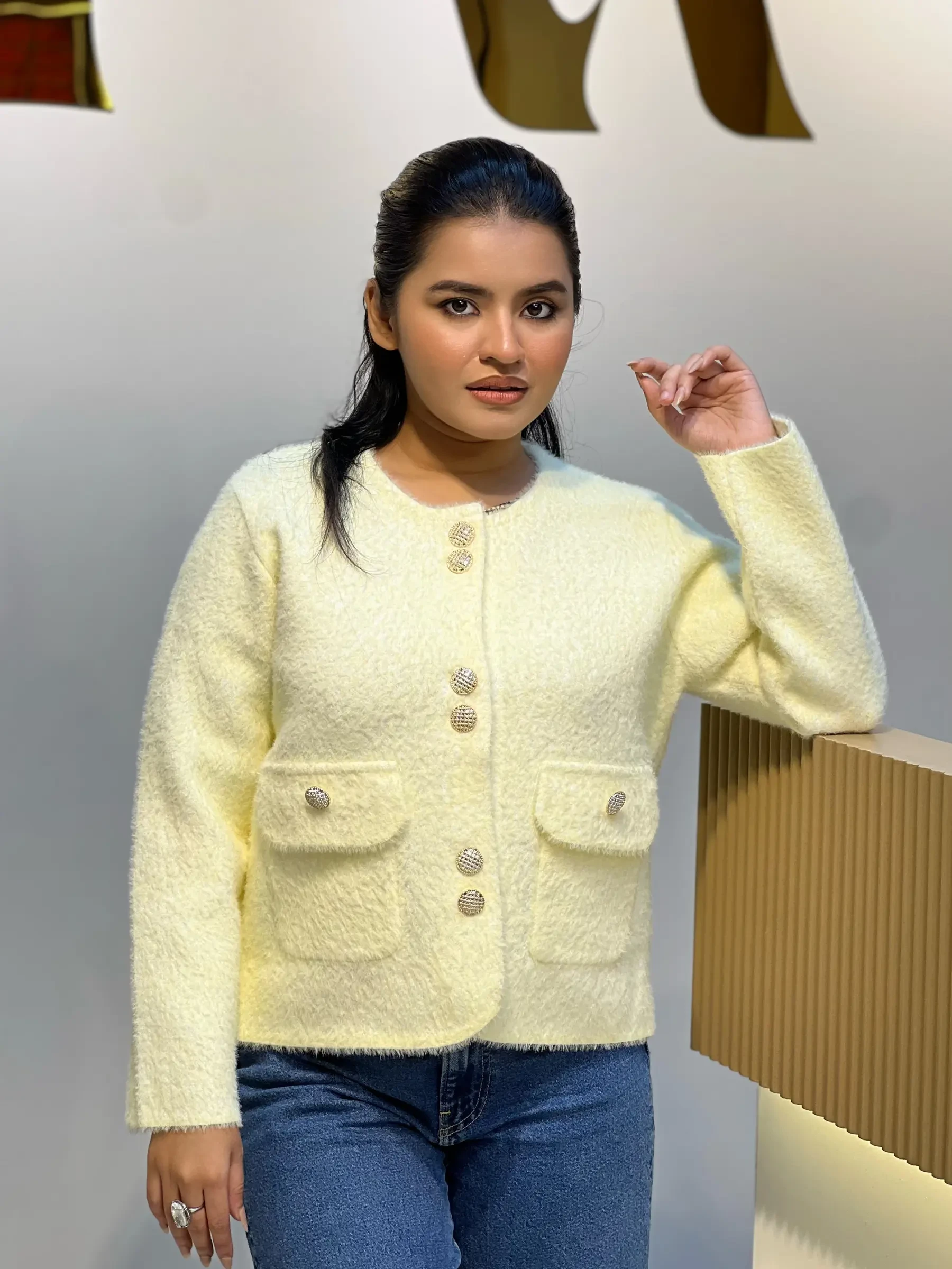 Korean Inspired Ladies Sweater-6189 (Yellow)