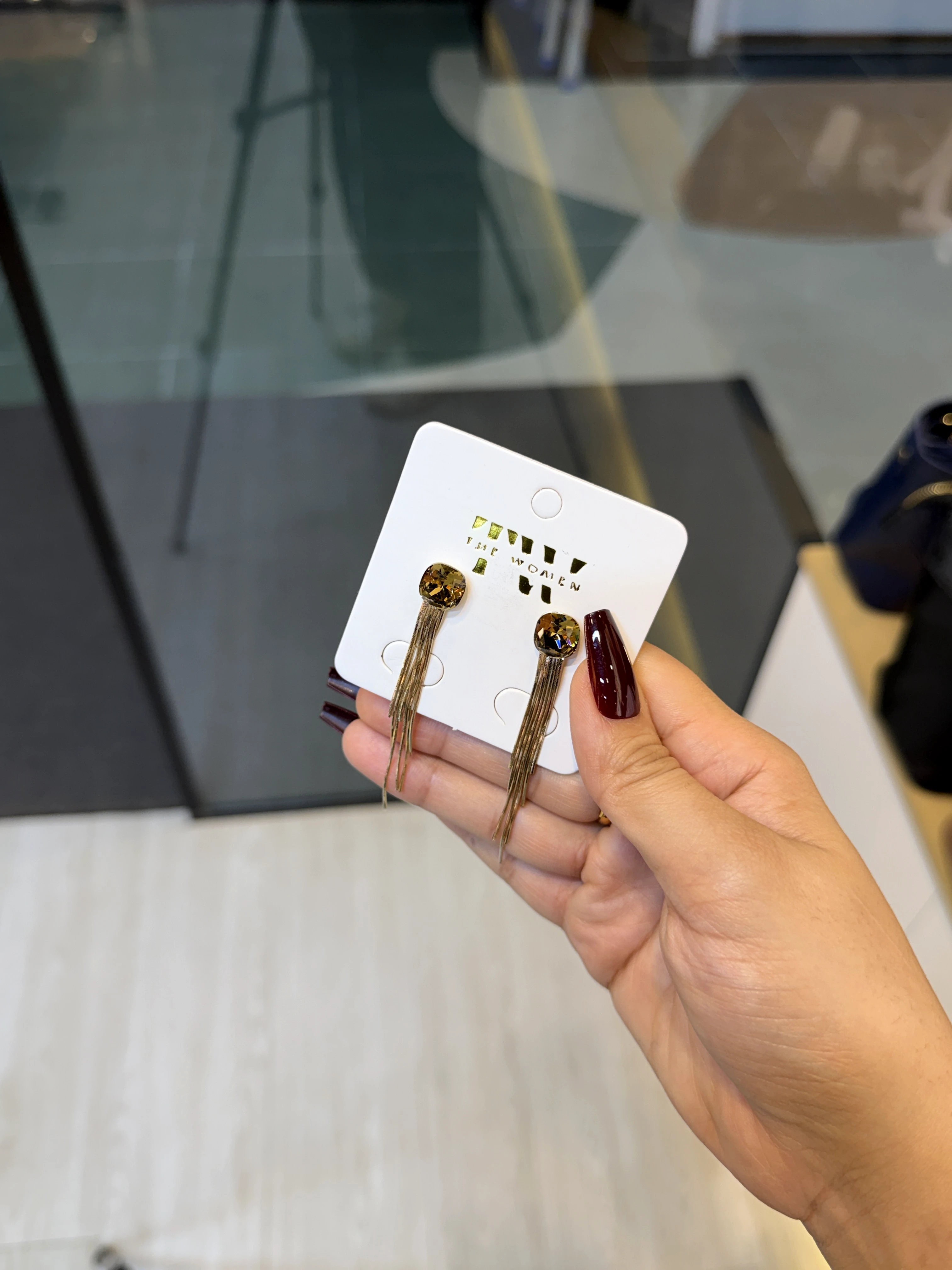 Premium Stone Earring - 1313016K307 (Olive Green)