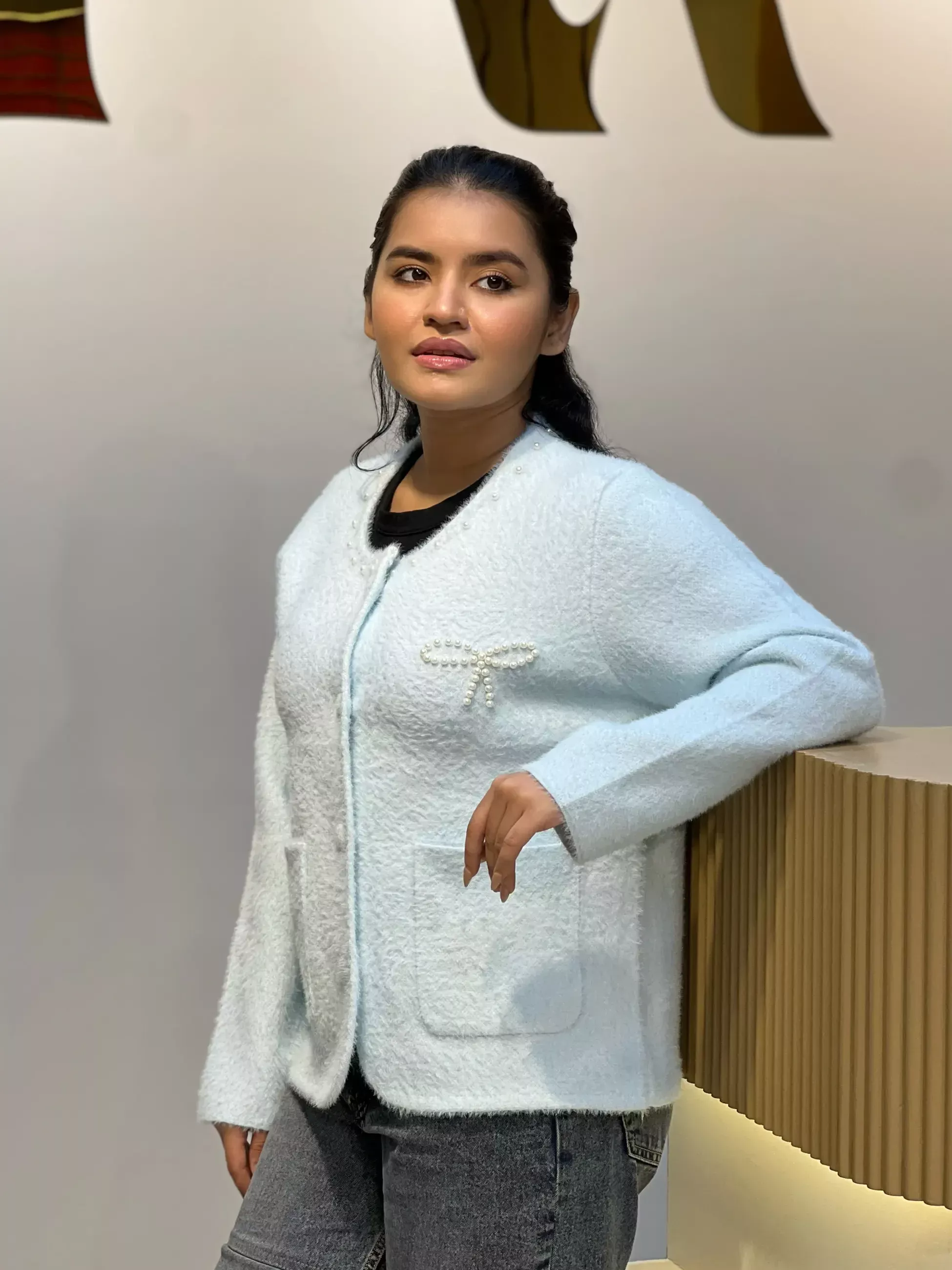 Korean Inspired Ladies Sweater-6167 (Sky)